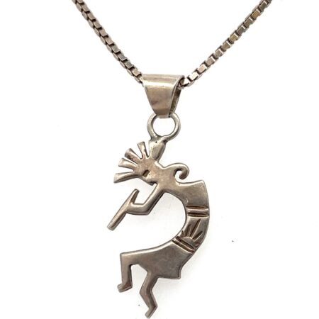 15” 925 Sterling Silver Box Chain w/ Southwestern Kokopelli Pendant 6.5g