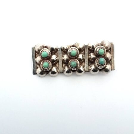 925 Sterling Silver Round Turquoise Pin/Brooch 5.6 Grams