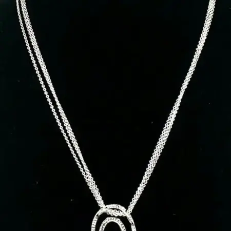 925 Sterling Silver 2 Floating Heart Pendant On Triple Strand 18 Inch Necklace