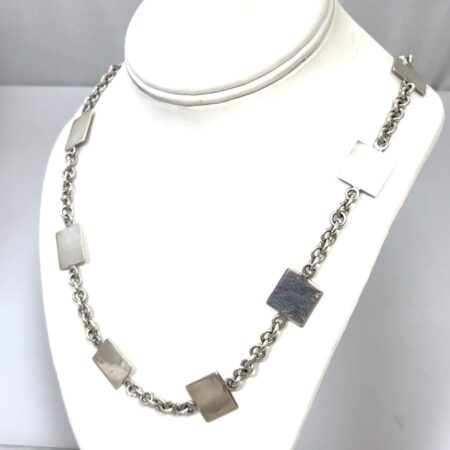 22” Heavy 925 Sterling Silver Panel & Chain Toggle Clasp Necklace 50.8g