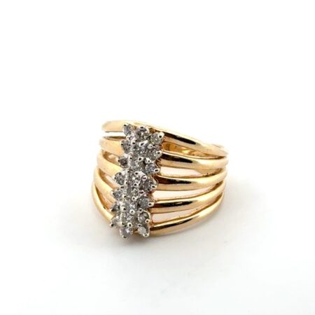 Size: 6.5 - 14k Yellow Gold 0.5tcw Diamond Cluster Five-Band Ring 7.45g