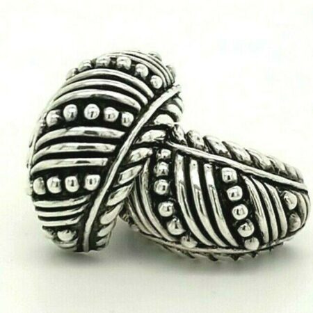 .925 Sterling Silver Half Hoop Shell Style Earrings, 13 grams