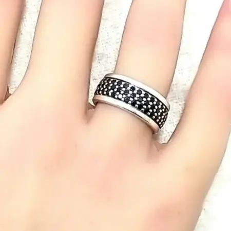SILPADA 925 Sterling Silver JET SETTER Black Spinel Ring Band 4.7 Grams Size-6