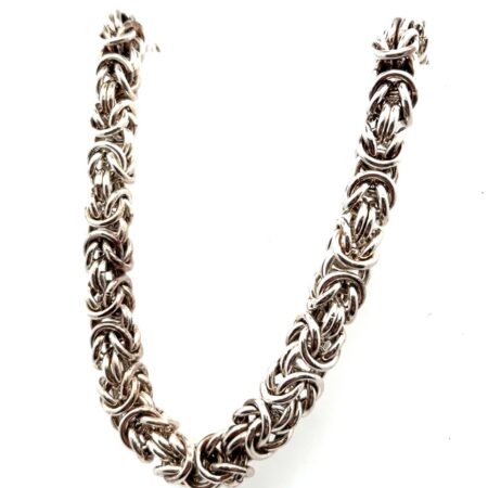 18” x 10.45 mm Sterling Silver Italian Byzantine Necklace 99.0 grams