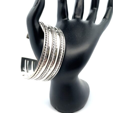 BA Suarti Sterling Silver Twisted Rope Wide Cuff Bracelet - 7" Wrist