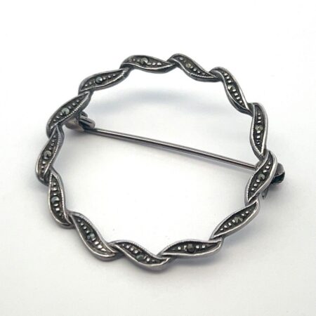 Vintage 925 Sterling Silver and Marcasite Round Pin/Brooch 4.1 grams