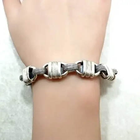 Heavy 925 Sterling Silver Link 8.5" Bracelet 49.2 Grams