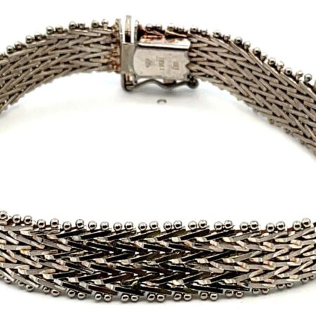 Sterling Silver 10mm wide Woven Chevron 7” Bracelet 20.6 Grams