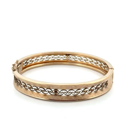 7.5” 12k Gold Filled Filigree Hinged Bangle Bracelet 18.8g