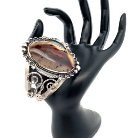 Sterling Silver Red Jasper Cuff Bracelet - 7" Wrist