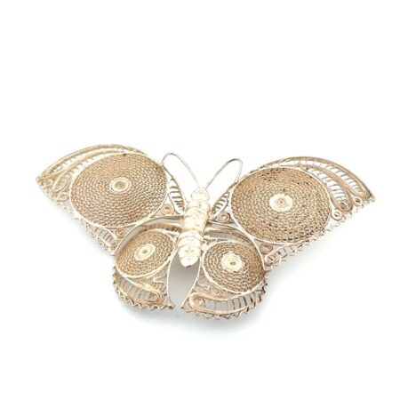 Large 925 Sterling Silver Mexican Fine Filigree Butterfly Pin 14g