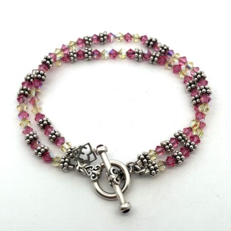 Elyse Ryan Alex's Lemonade Sterling Crystal Pink Yellow 7.5" Double Row Bracelet