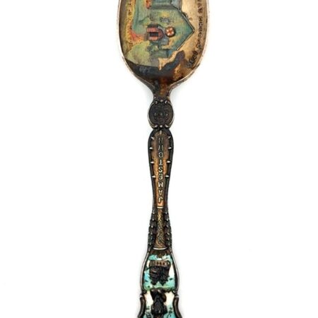 Rare Vtg. 925 Sterling Silver Enameled Jamestown VA Pocahontas Souv. Spoon 24.6g
