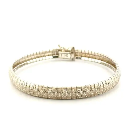 7.5” IBB Italy 925 Sterling Silver Textured Omega Bracelet 16.6g