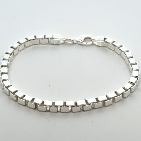 8” x 4.5mm Italy 925 Sterling Silver Box Chain Bracelet 22.4g
