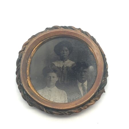 Vintage Gold Filled Tin Photo Portrait Pin