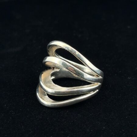 Size: 6 - 925 Sterling Silver 4-Row Curved Band Statement Ring 13.1g