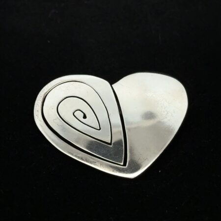 .925 Sterling Silver Heart Brooch/Pendant, Made In Mexico, 20.8g
