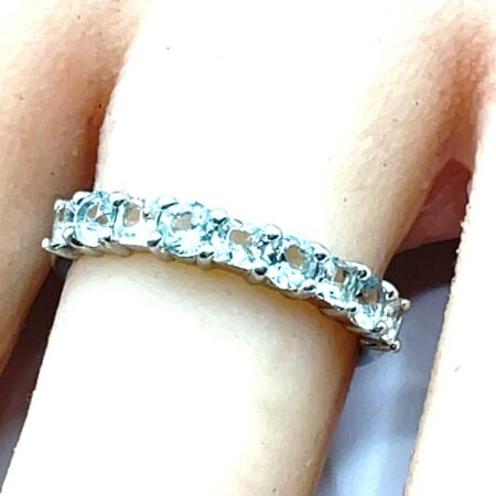 Sterling Silver Wedding Band with Round and Princess CZ's - Size 6.75