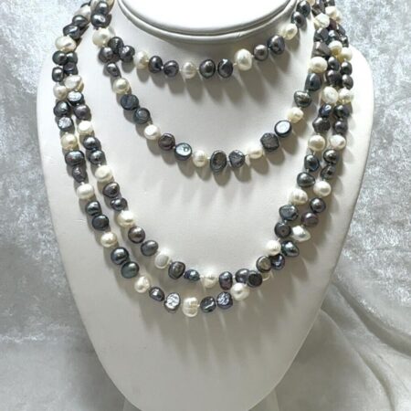 64" Natural White & Peacock Smokey Gray Tahitian Pearls Necklace - 94.3 Grams