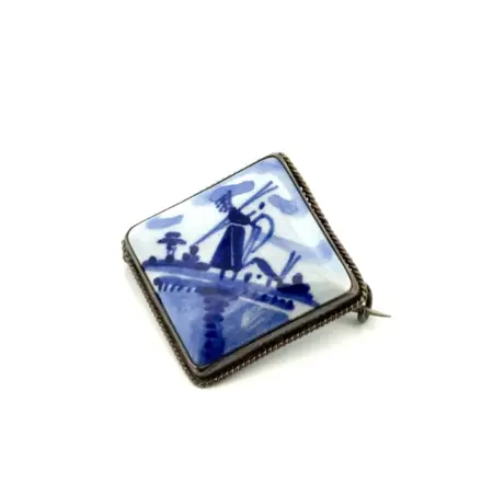 Vintage 925 Sterling Silver Deift Blue Windmill Brooch/Pin 4.9g