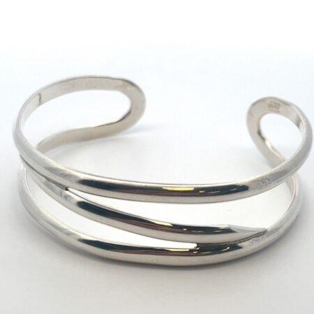 925 Sterling Silver Zig Zag Design Wide Cuff Bracelet