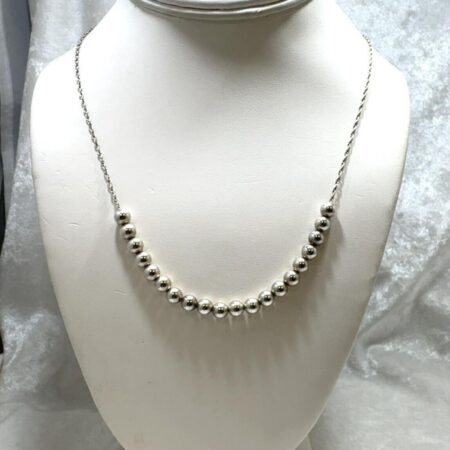 925 Sterling Silver 6mm Beaded 24” Necklace - 7.2 Grams
