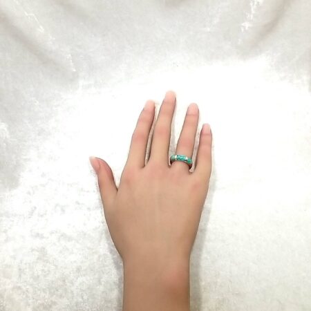 Vintage Sterling Silver Turquoise Inlay Band Ring 3.9 Grams Size-7.25