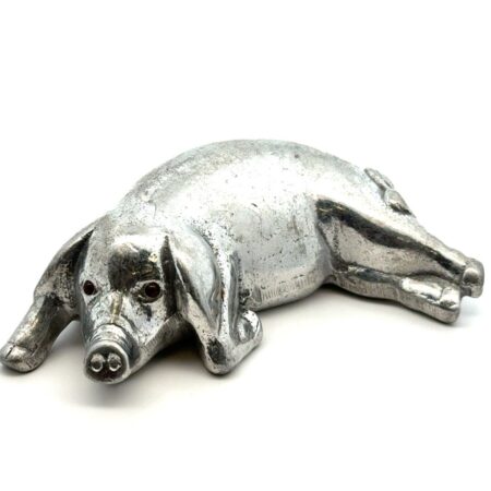 Vintage Arthur Court Aluminum Pig Paperweight, Carnelian Eyes, 1996