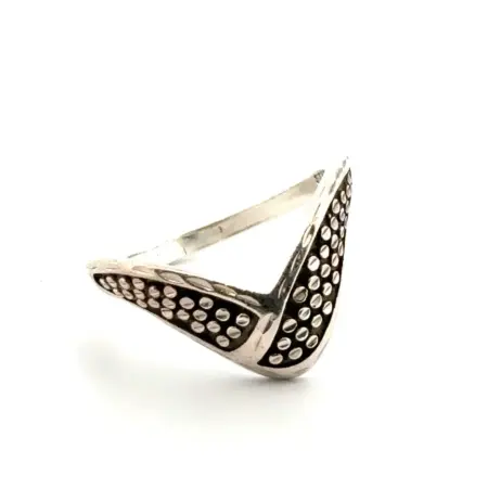 Size: 7 Granulation Texture 925 Sterling Silver Bypass Ring 3.1g