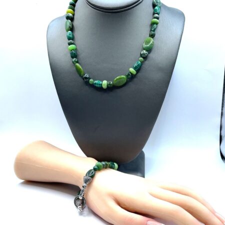 Carloyn Pollack Relios Light Green Multistone 18" Necklace and 8" Bracelet