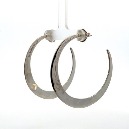 Robert Lee Morris Hammered Crescent Hoop Earrings 925 Sterling Silver 11.3g