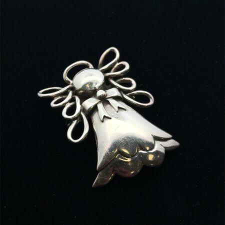 Vintage 925 Sterling Silver Angel Pendant/Pin/Brooch Bow Swirl Wings, 10.7g