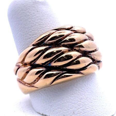 Vintage Veronese Gold Vermeil Steling Silver Wide Band Knot Ring - Size 9