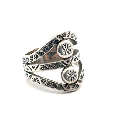 Vintage 925 Sterling Silver Wide Boho Patterned Ring, Size-9.5, 11.7g