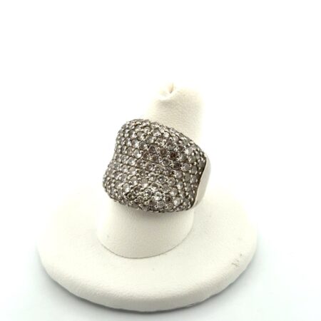 Size: 8.5 Pave Cubic Zirconia Wide Band Ring 925 Sterling Silver 13.5g