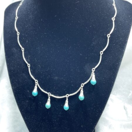 Carolyn Pollack Relios Turquoise Bead and Silver Link Necklace - 16+3 Inch