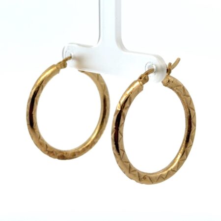 925 Sterling Silver Gold Tone Diamond Cut Hoop Earrings 4.0g