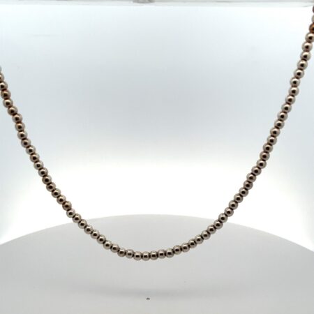 925 Sterling Silver 4mm Bead 18” Necklace FAS 925 Italy 15.5 Grams