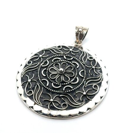 Doug Paulus .925 Sterling Silver Floral Medallion Pendant, 18.1g
