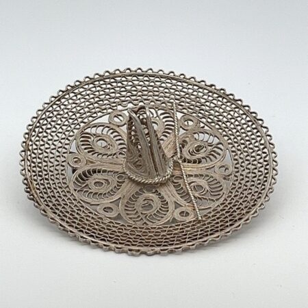 Vintage Mexico Silver Wire Filigree Design Sombrero Hat Brooch/Pin 7.9 Grams