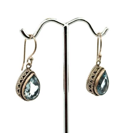 .925 Sterling Silver Tear Drop Heated Light Blue Sapphire, 6.0g