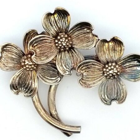 Beau Sterling Silver Vintage Dogwood Blossom Flowers Brooch 7.7 Grams
