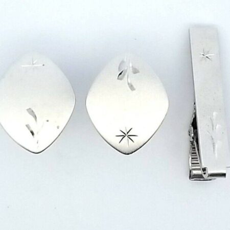 James Martin Vintage Sterling Silver Star Cufflinks & Tie Clip Set 10.0 Grams