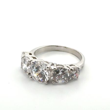 Size: 6 Rhodium Plated 925 Sterling Silver CZ Ring 3.9g