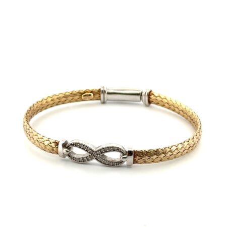 6.5” Italy 925 Sterling Silver Two-Tone Infinity Woven Bracelet 11.6g