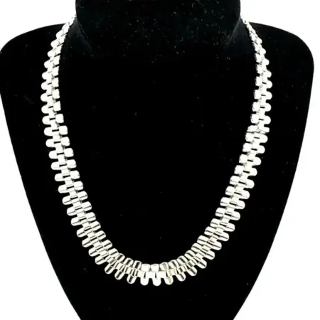 925 Sterling Silver Bar Link 17" Necklace w/ Matching 7" Bracelet Set