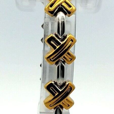 Milor 925 Sterling Silver Two-Tone X Design 7 1/4" Bracelet 16.8 Grams