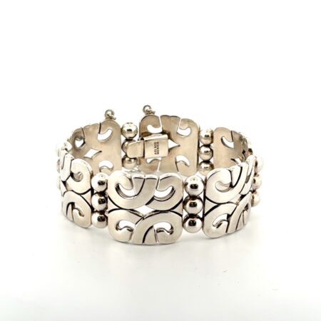 7.5” ATI Mexico 925 Sterling Silver Openwork Panel Bracelet 93g