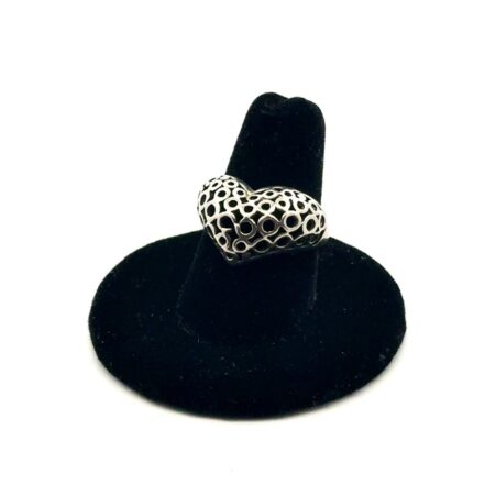 Vintage 925 Sterling Silver Puffed Heart Ring, Size - 7, 3.4g